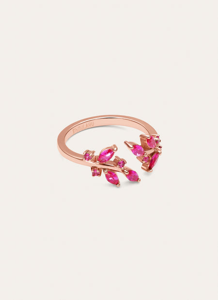 Anillo Buganvilla Raspberry Baño Oro Rosa