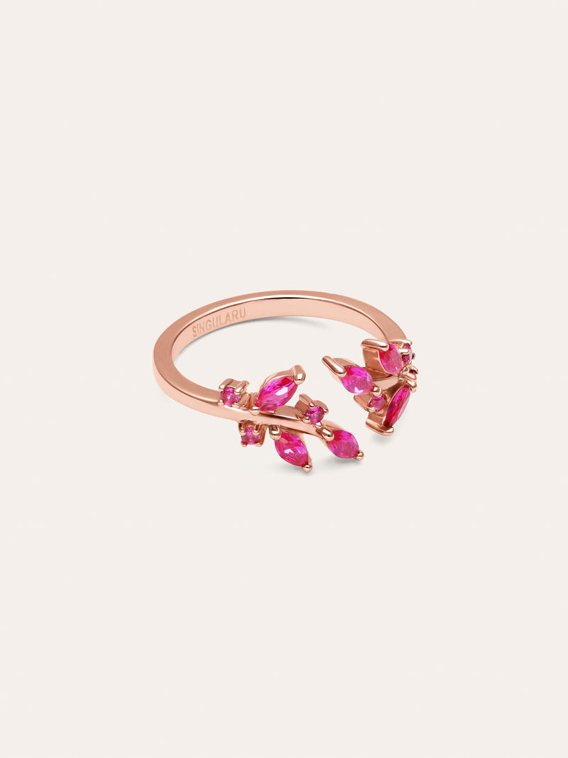 Anillo Buganvilla Raspberry Baño Oro Rosa
