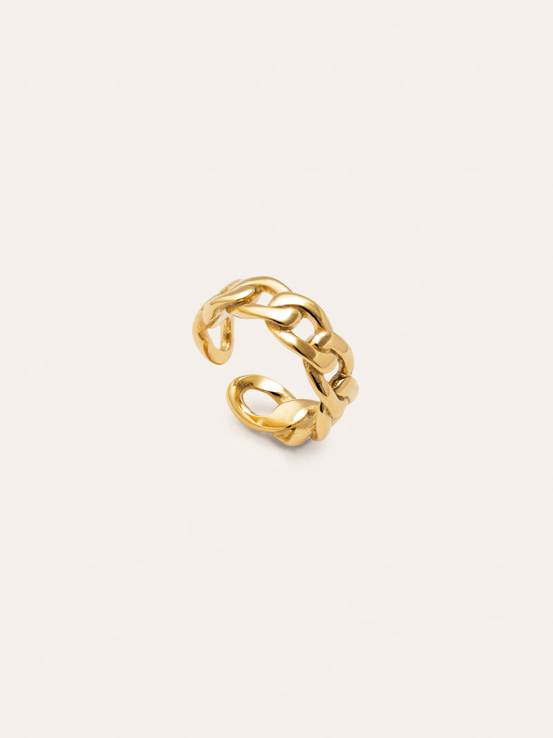 Bague Chunky Eslabón Acier Plaqué Or