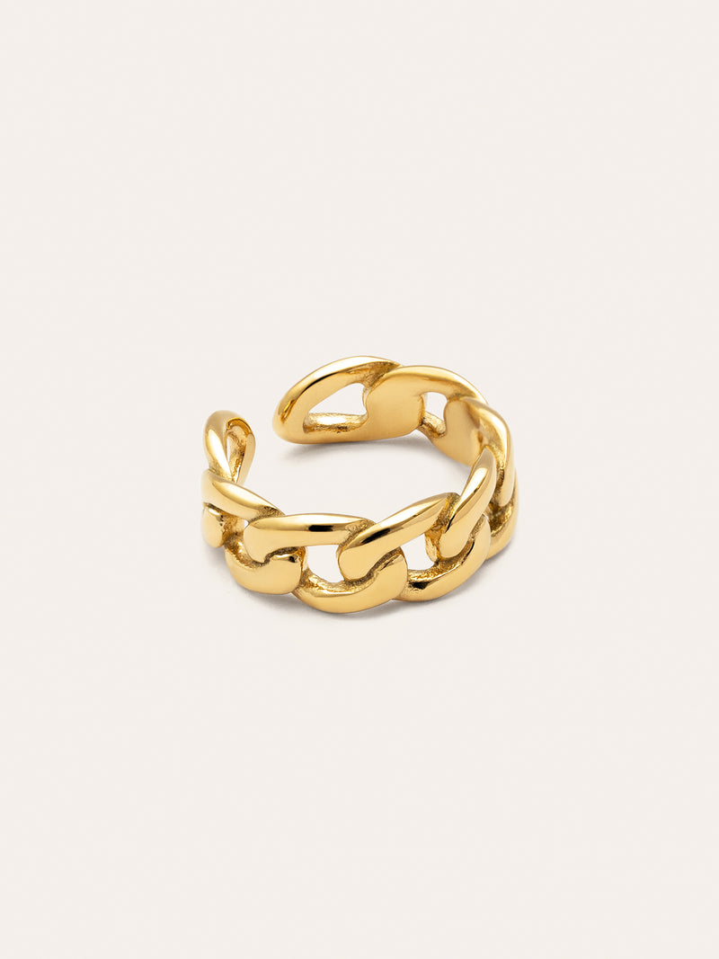 Bague Chunky Eslabón Acier Plaqué Or
