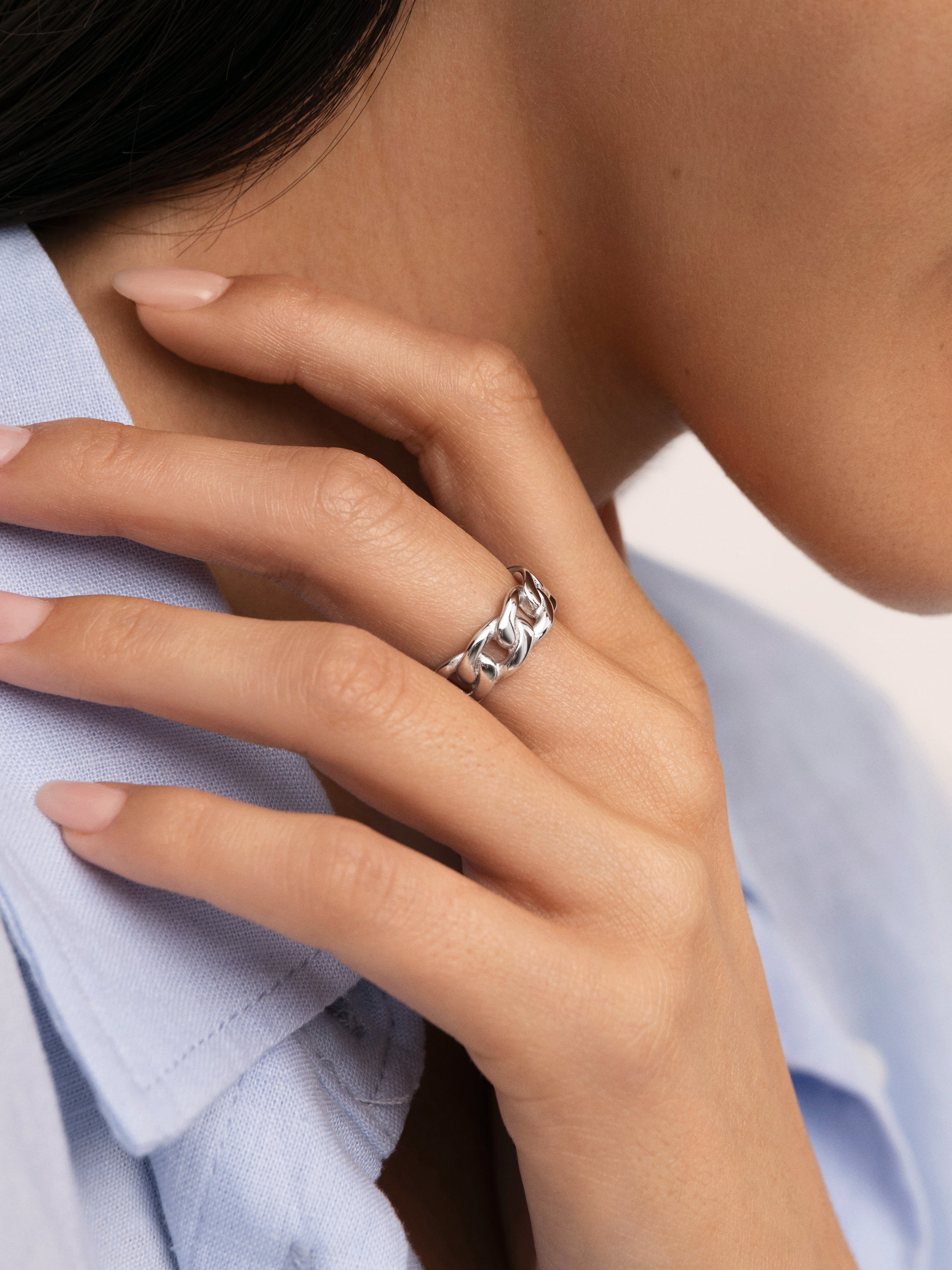 Anillo Chunky Eslabón Acero