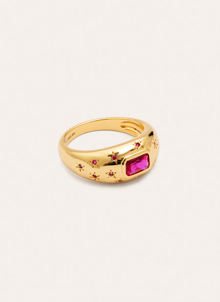 Anillo Charlotte Fucsia Baño Oro