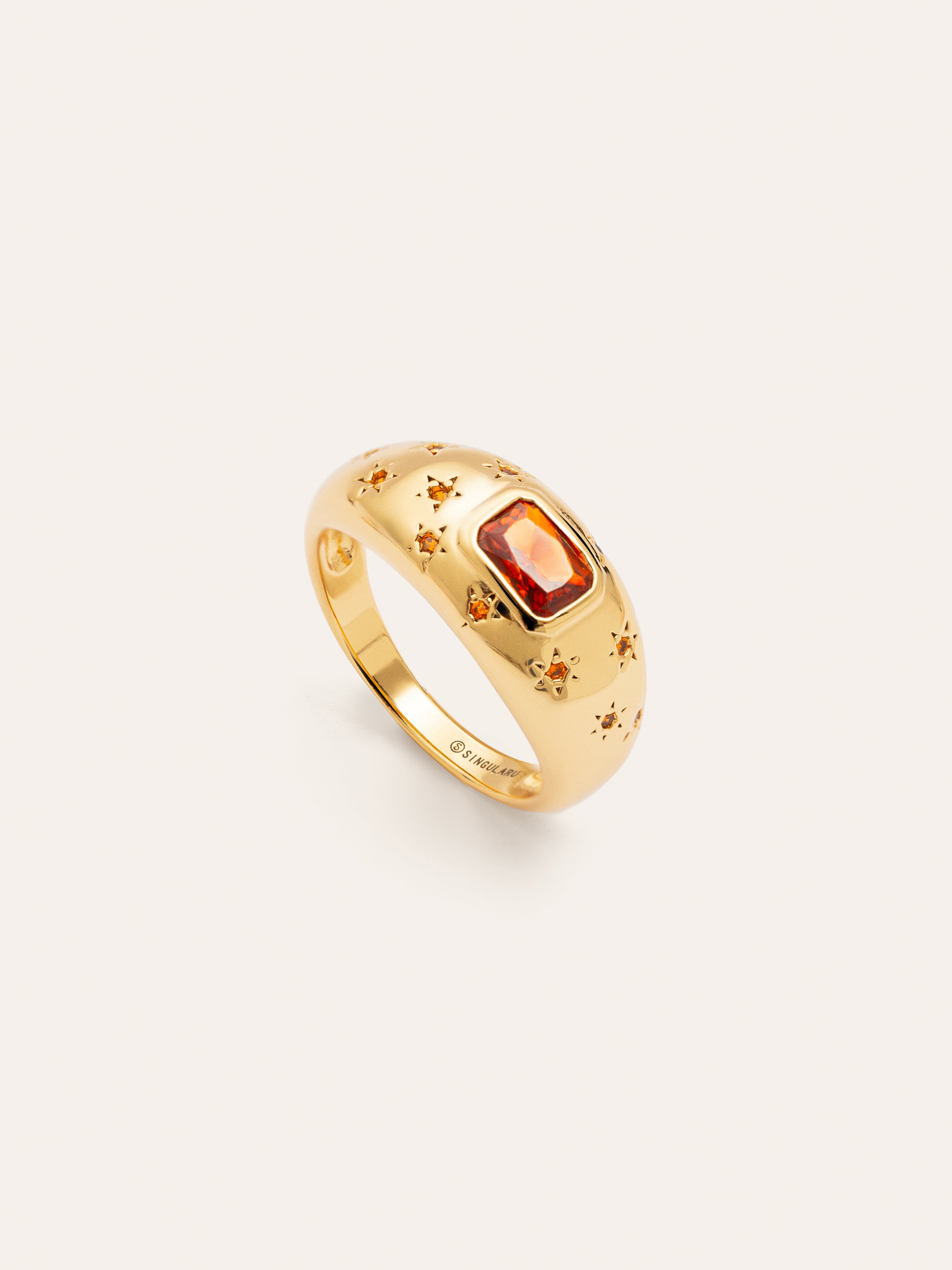 Anillo Charlotte Naranja Baño Oro