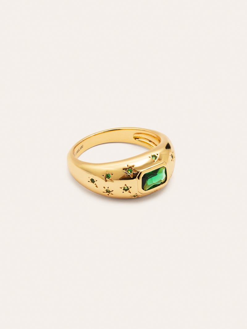 Bague Charlotte Émeraude Plaqué Or