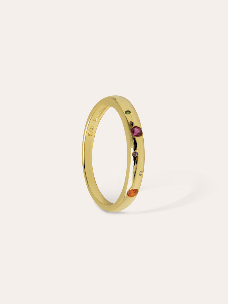 Anel Colors Space Prata Banho de Ouro