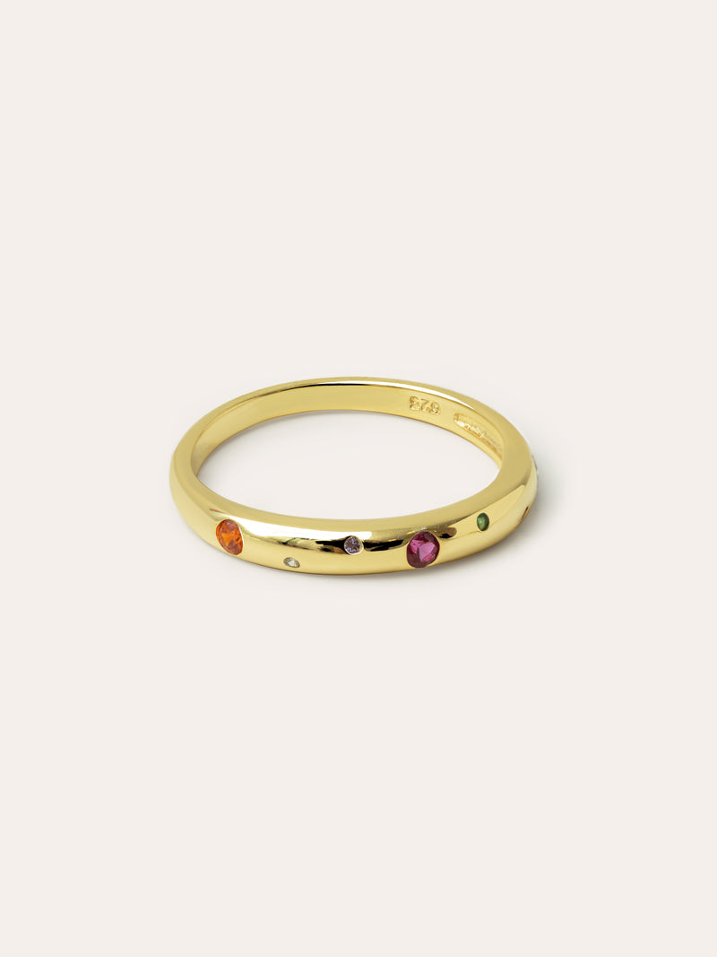 Anel Colors Space Prata Banho de Ouro