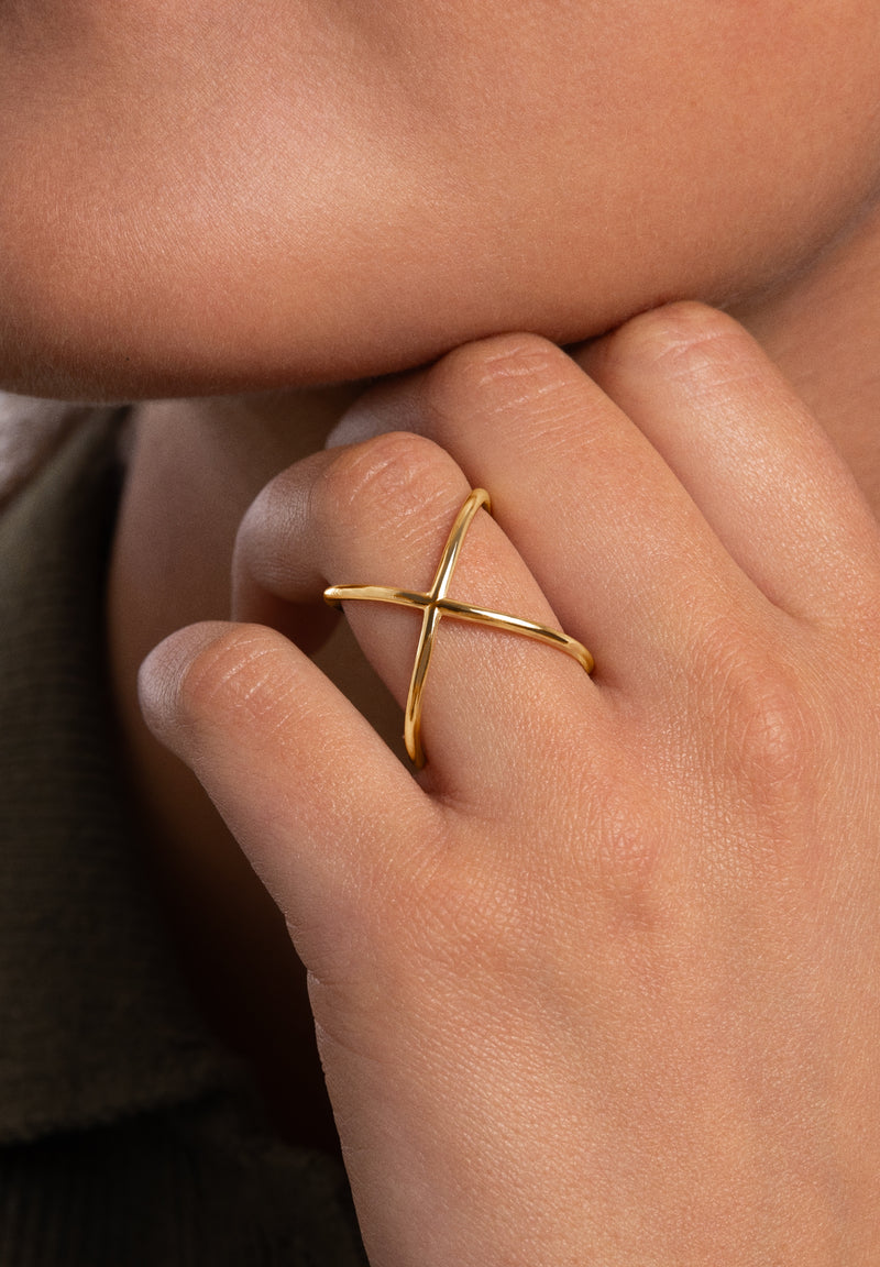 Anel 4Ever Prata Banho de Ouro