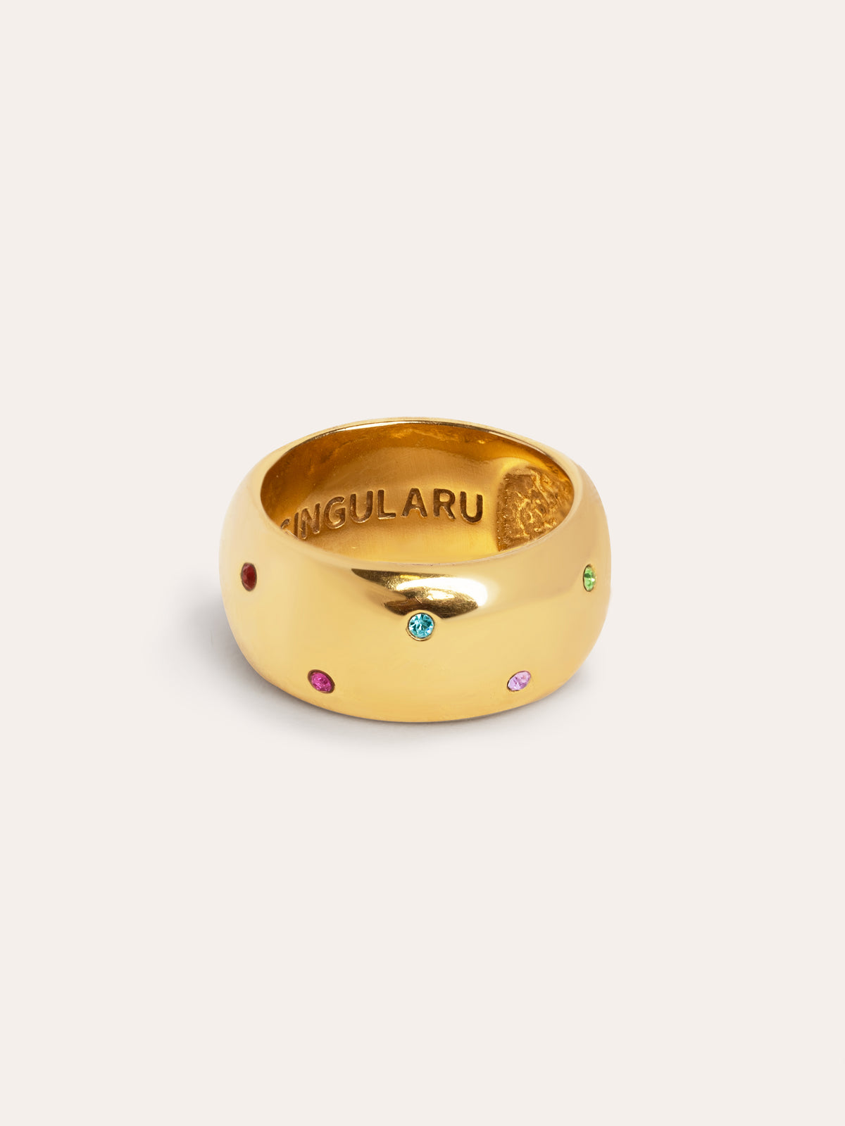 Anillo Curve Rainbow Acero Baño Oro