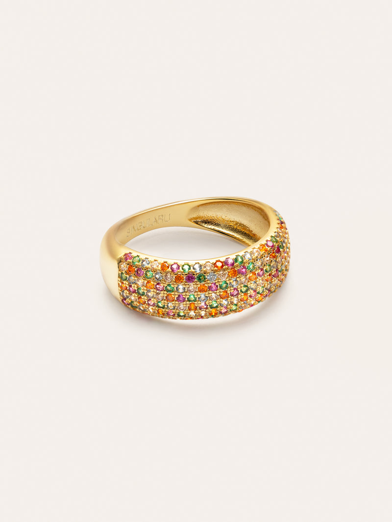 Anel Dancing Colors Banho de Ouro