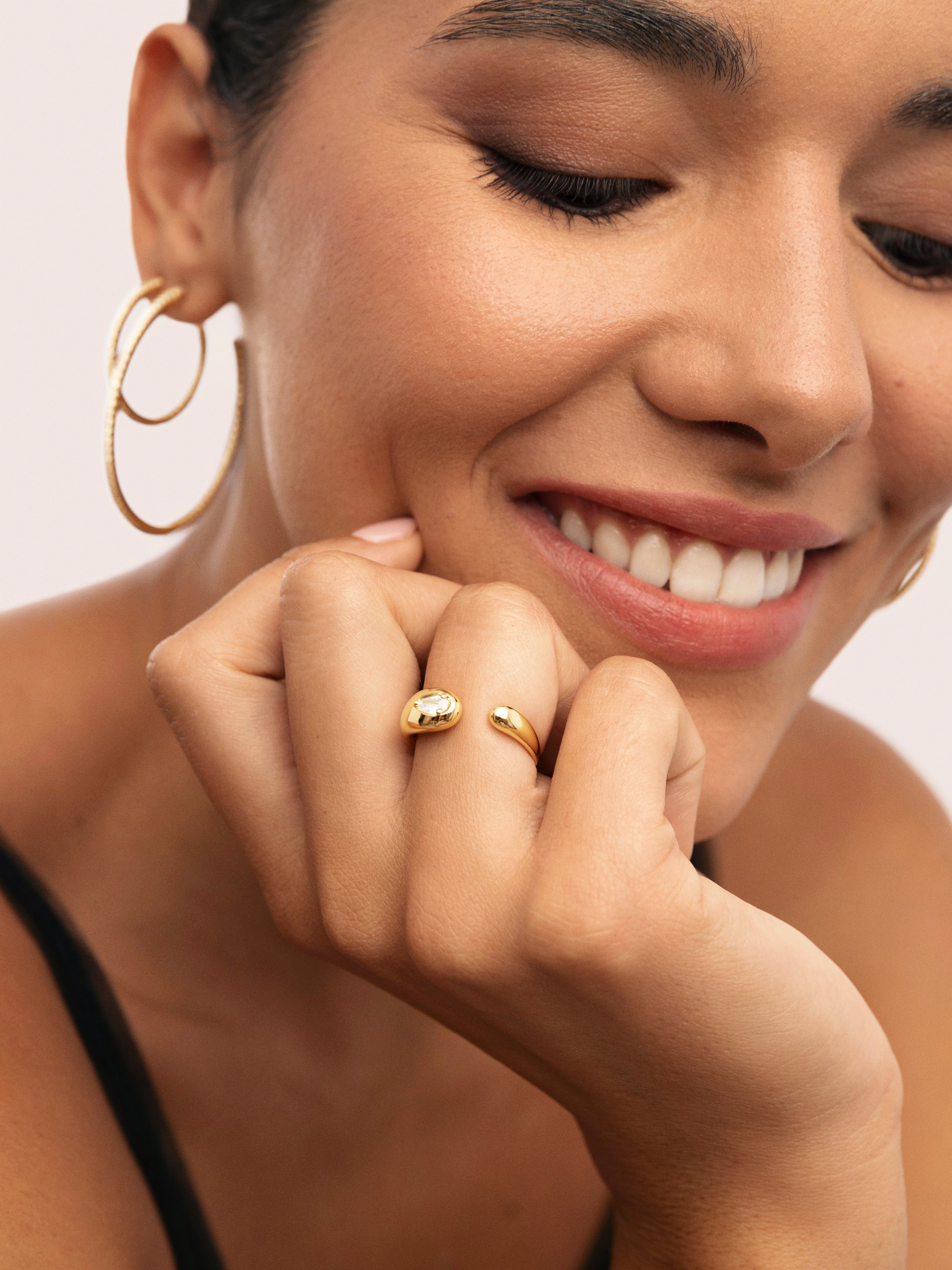 Double Drop Sparks Gold Ring