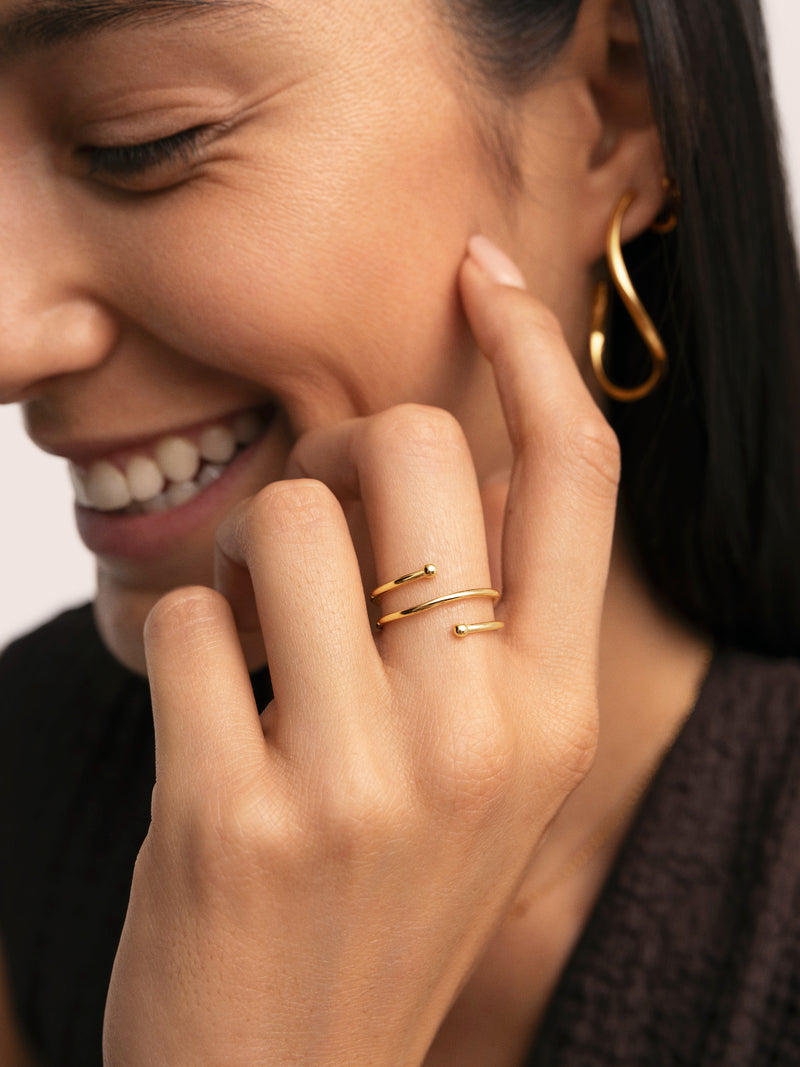 Double Dot Ring Silber, vergoldet