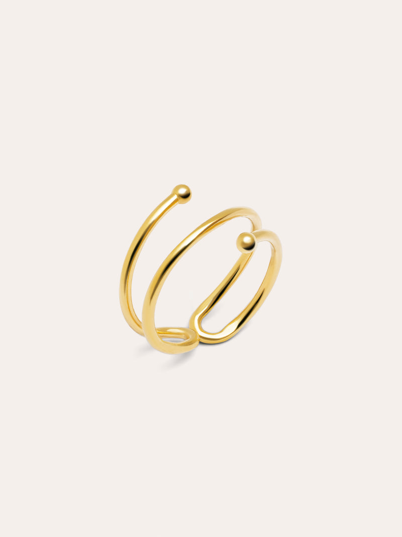 Double Dot Ring Silber, vergoldet