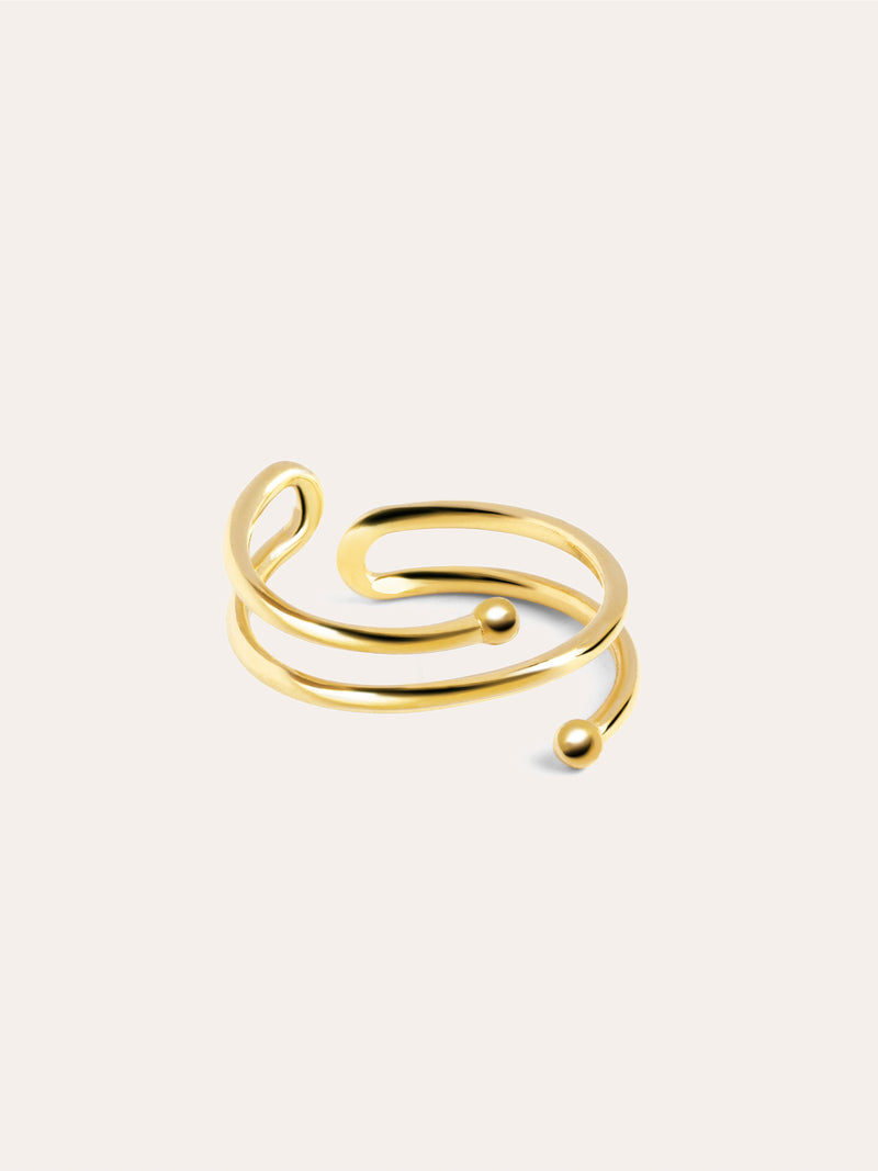 Double Dot Ring Silber, vergoldet