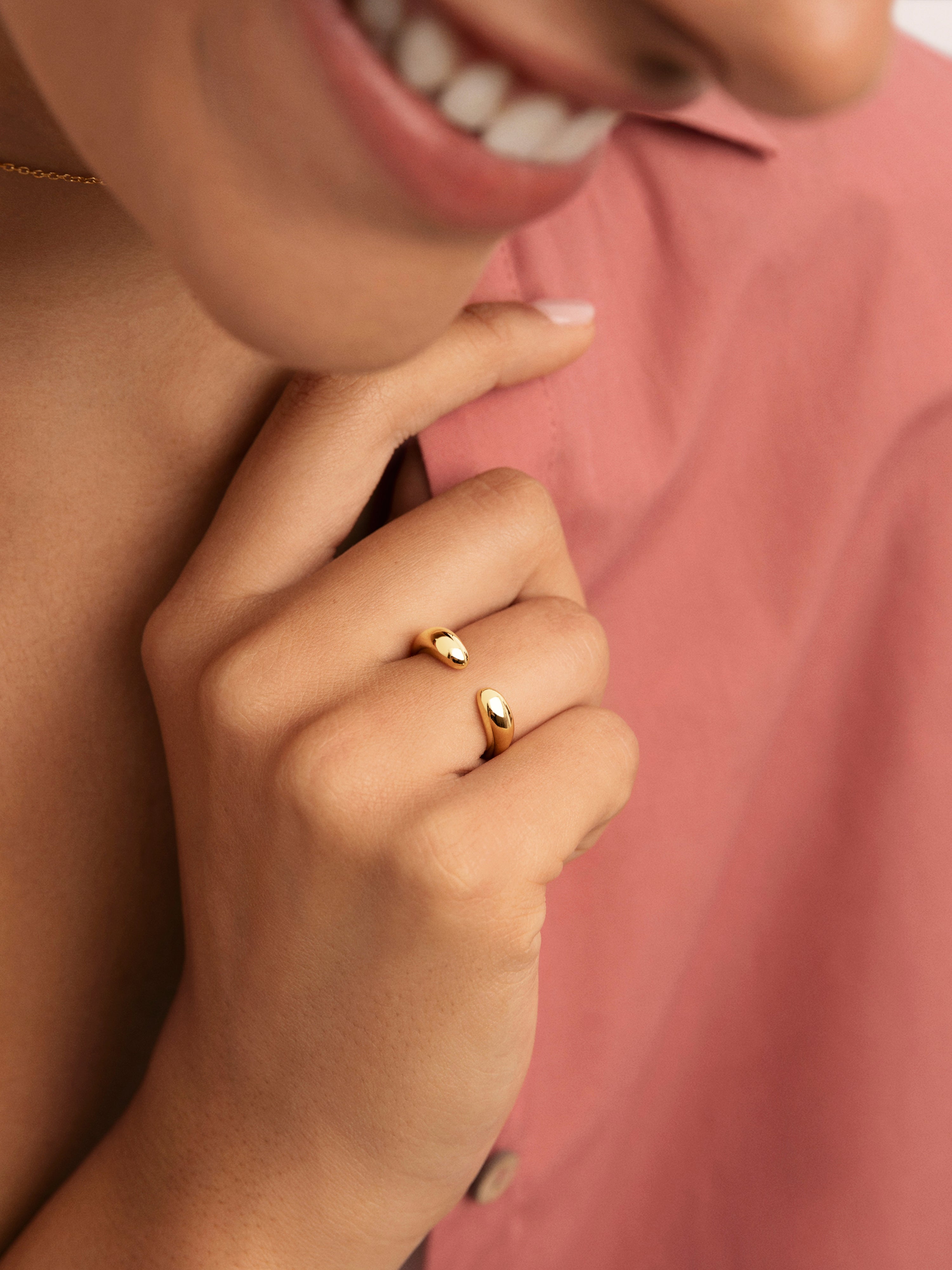 Doppel-Drop Ring, Edelstahl, vergoldet