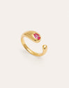 Anillo Doble Gota Pink Baño Oro