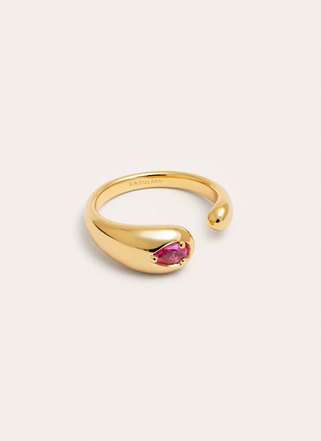 Double Drop Pink Gold Ring 