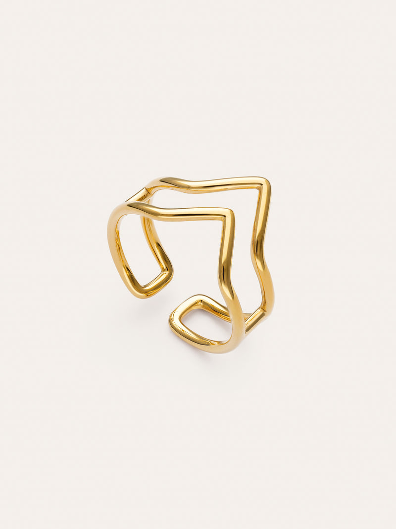 Anillo Double Peak Acero Baño Oro