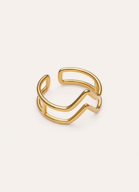Ring Double Peak Edelstahl mit 18kt Goldbeschichtung