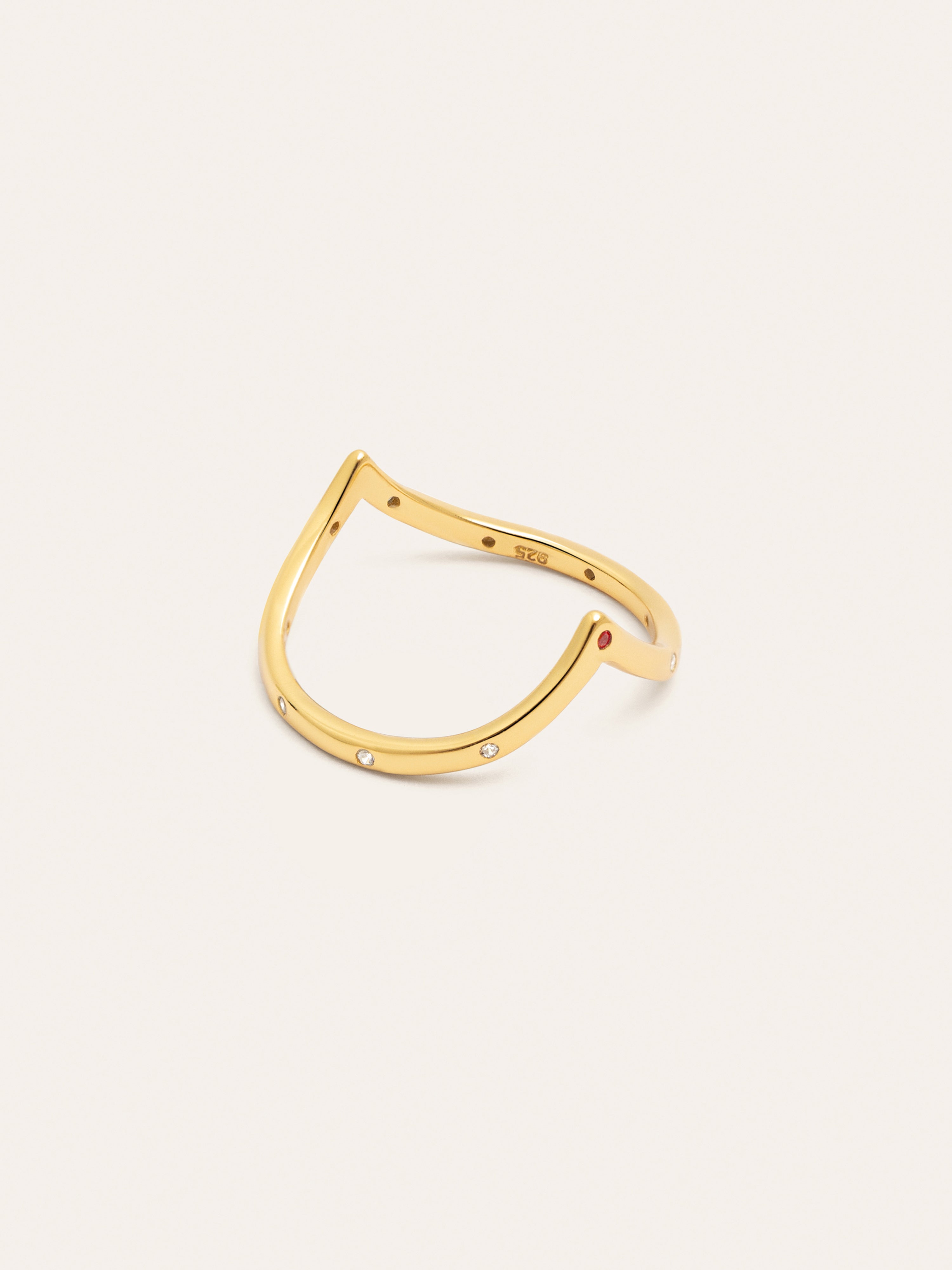 Doppel-Peak Pink Ring, Silber, vergoldet