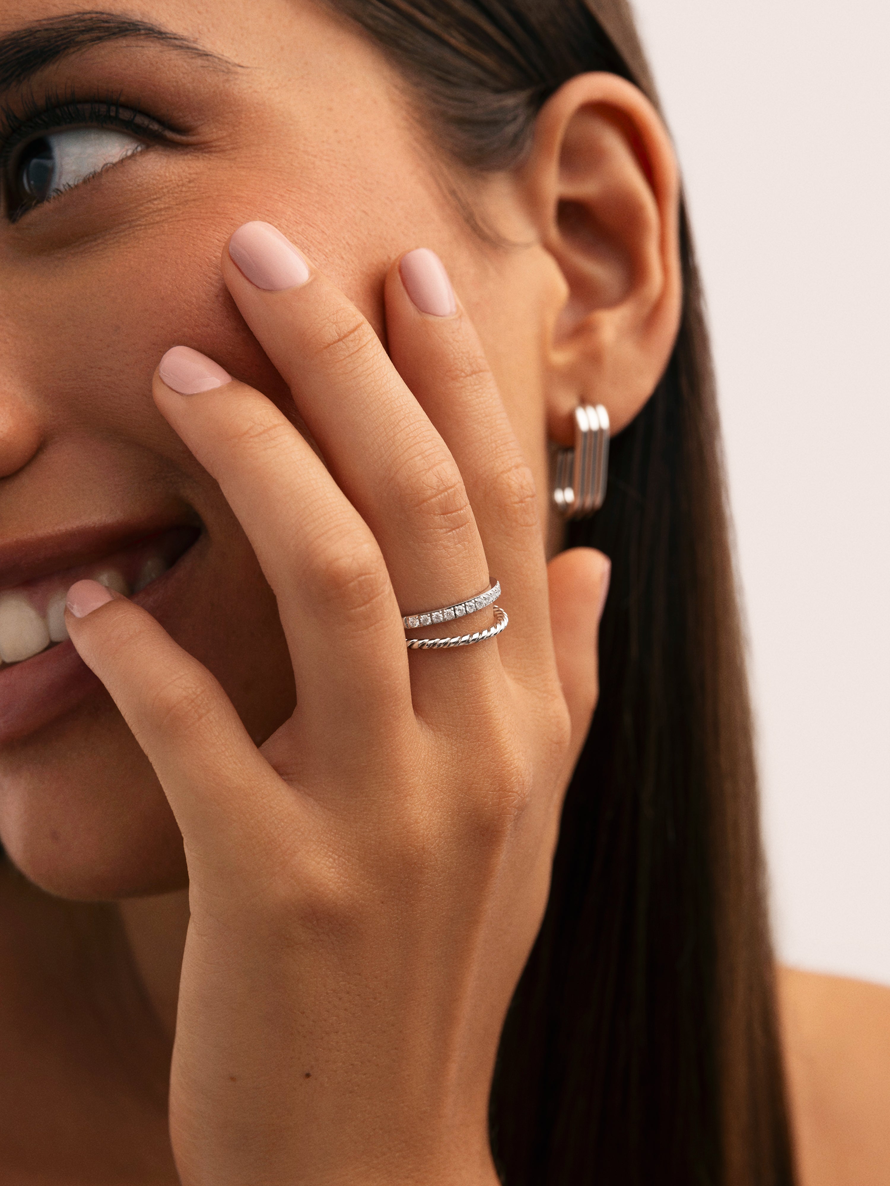 Anillo Doble Tressia Spark Acero