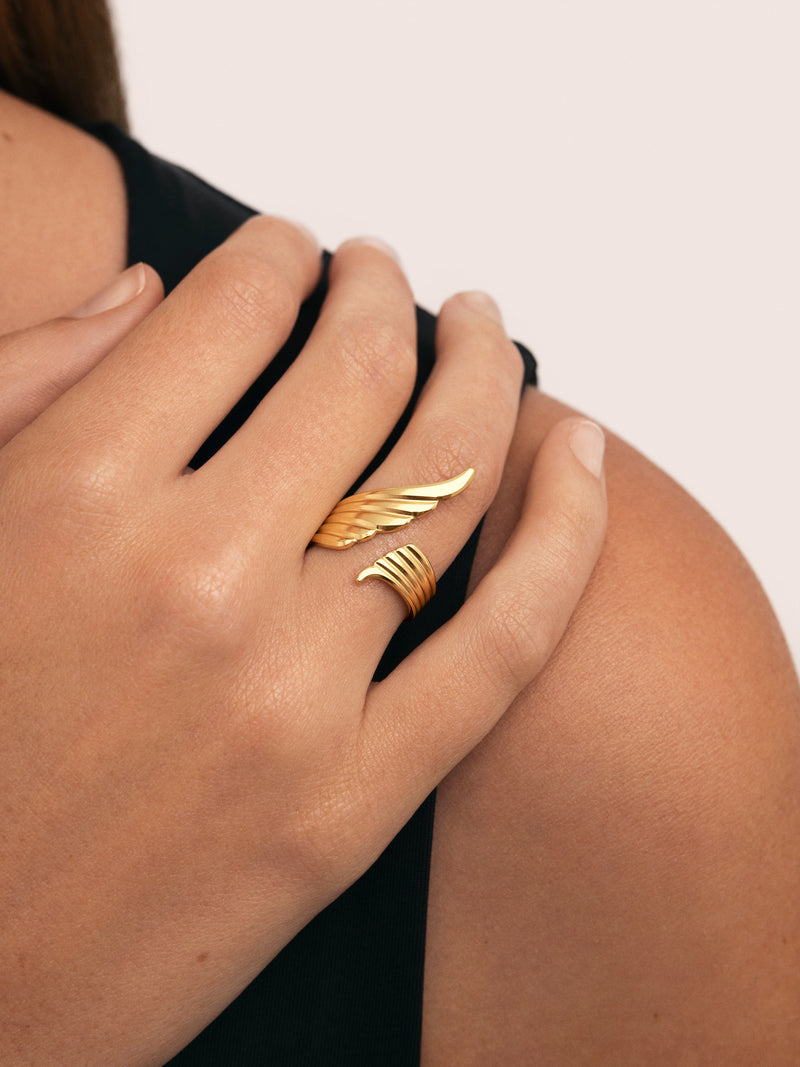 Dove-Ring Edelstahl mit 18kt Goldbeschichtung