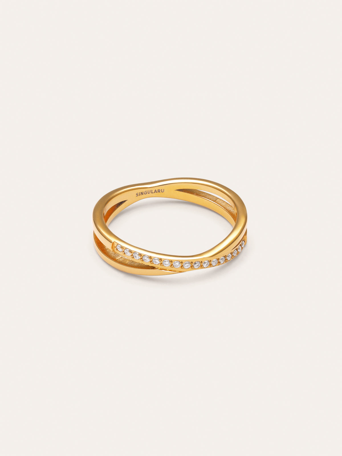 Anillo Doble Teresa Sparks Acero Baño Oro