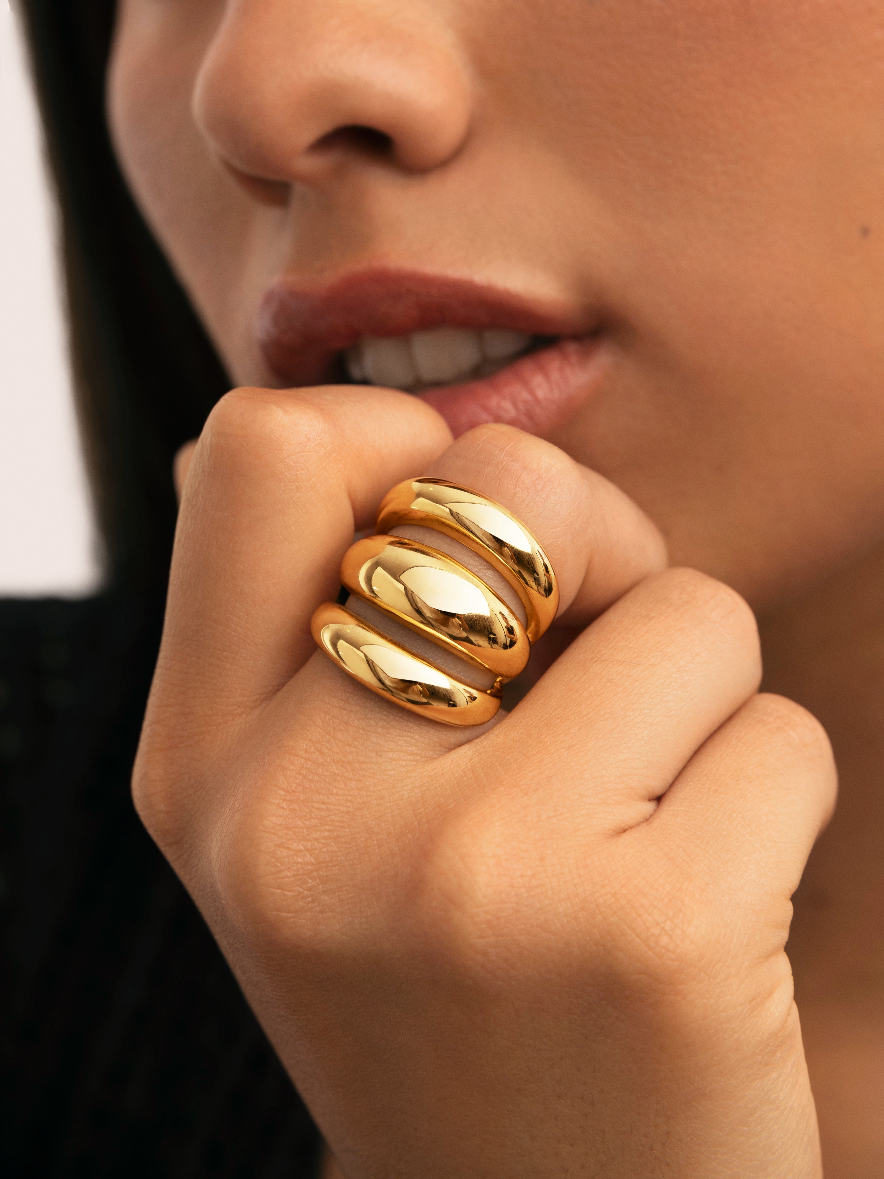 Anillo Dune Aire Acero Baño Oro