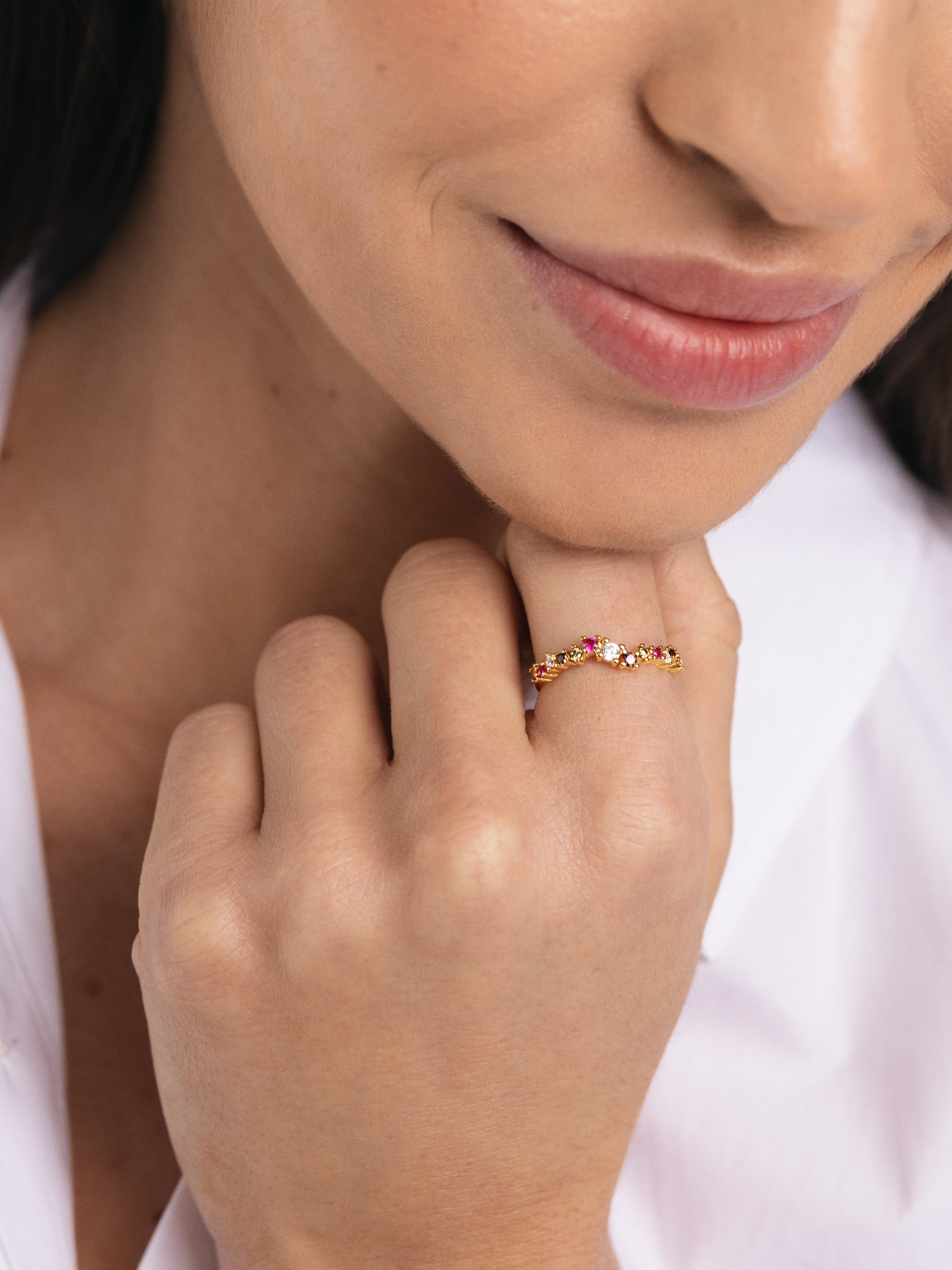 Anillo Estellar Colors Plata Baño Oro