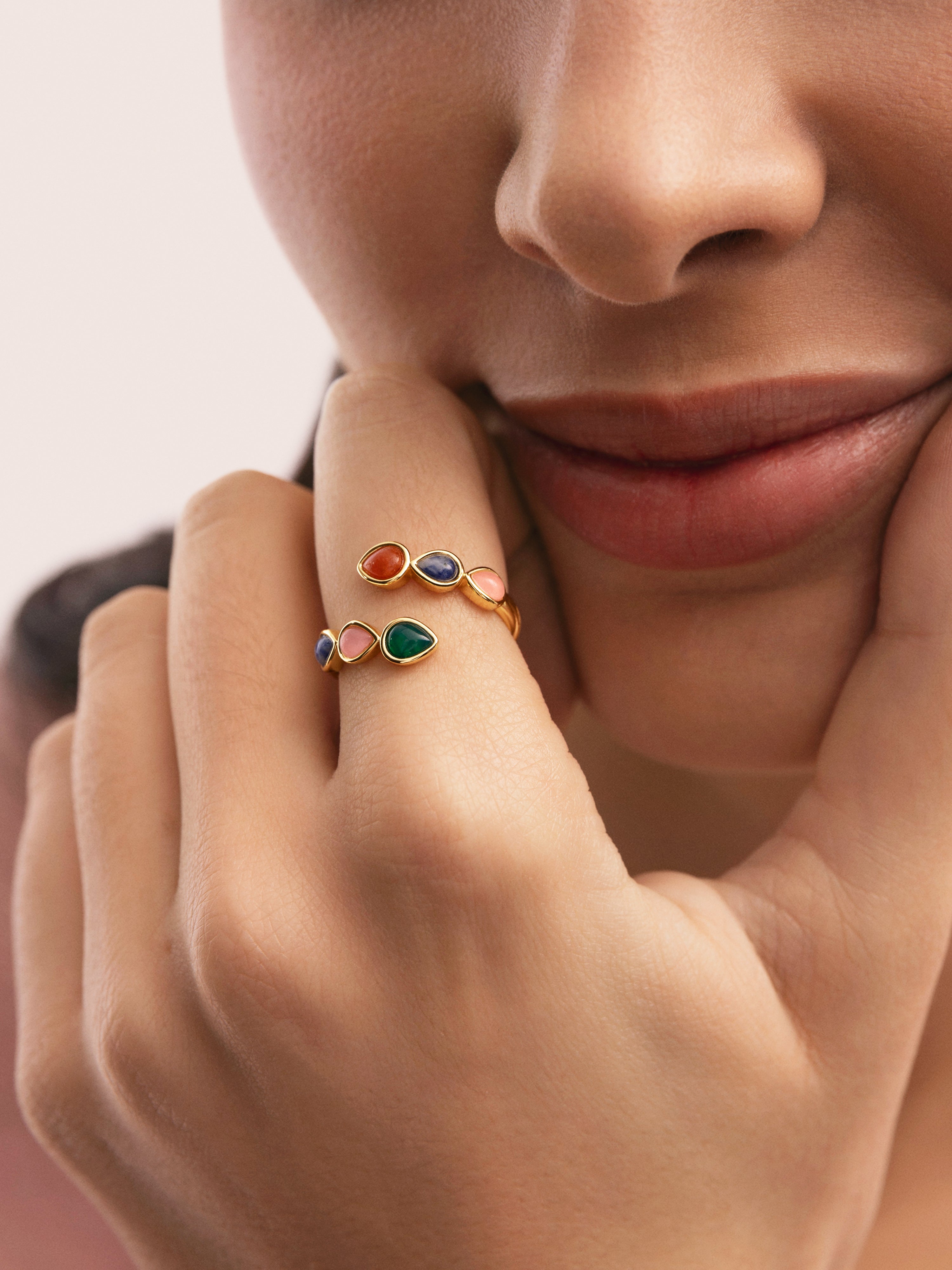 Gota Stones Ring, vergoldet