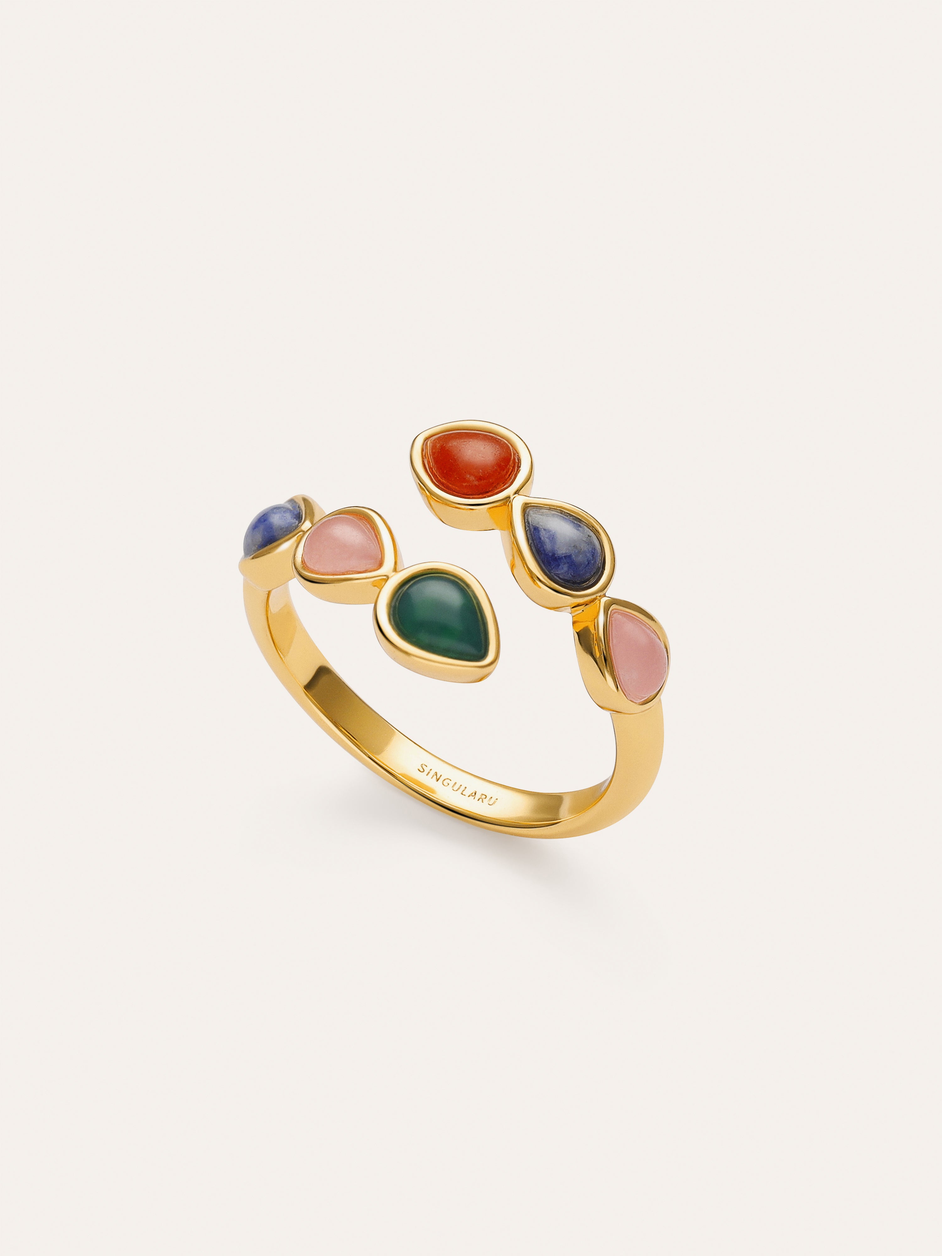 Gota Stones Ring, vergoldet