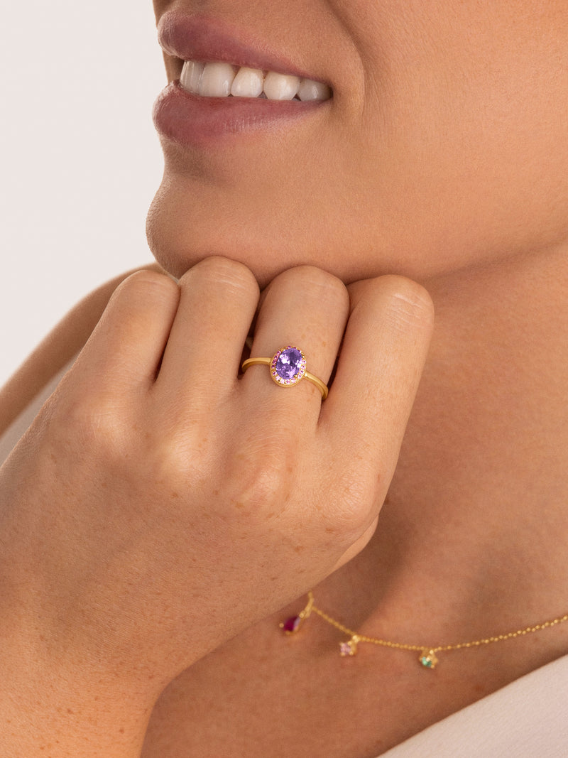 Anillo Grape Colors Baño Oro