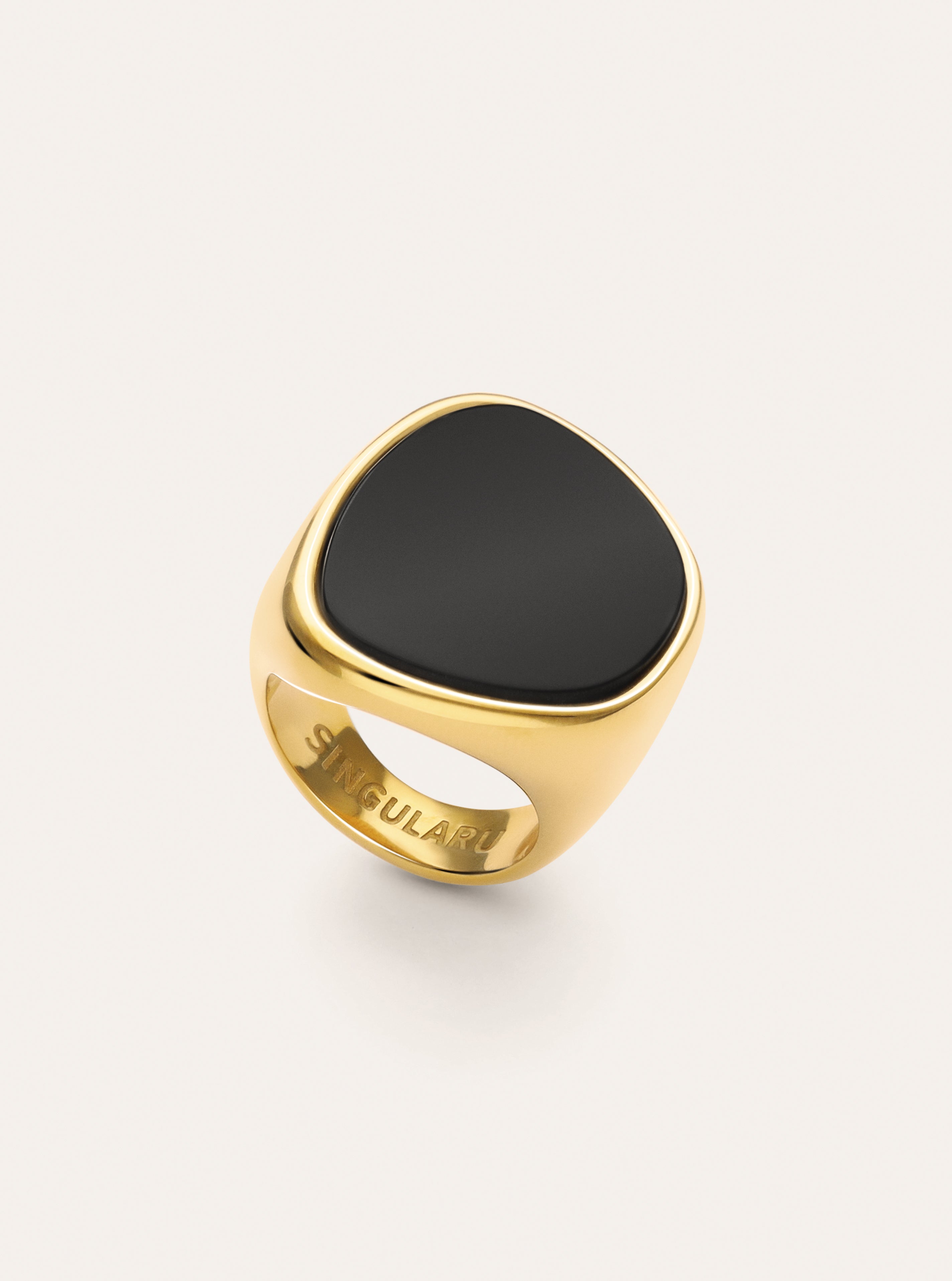 Bague Ibiza Black Acier Plaqué Or
