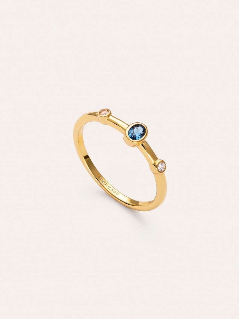 Anello Leonor Indaco Placcato Oro
