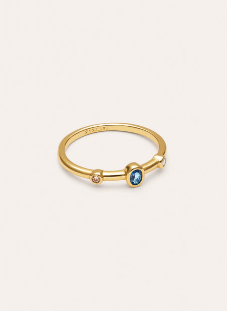 Anello Leonor Indaco Placcato Oro