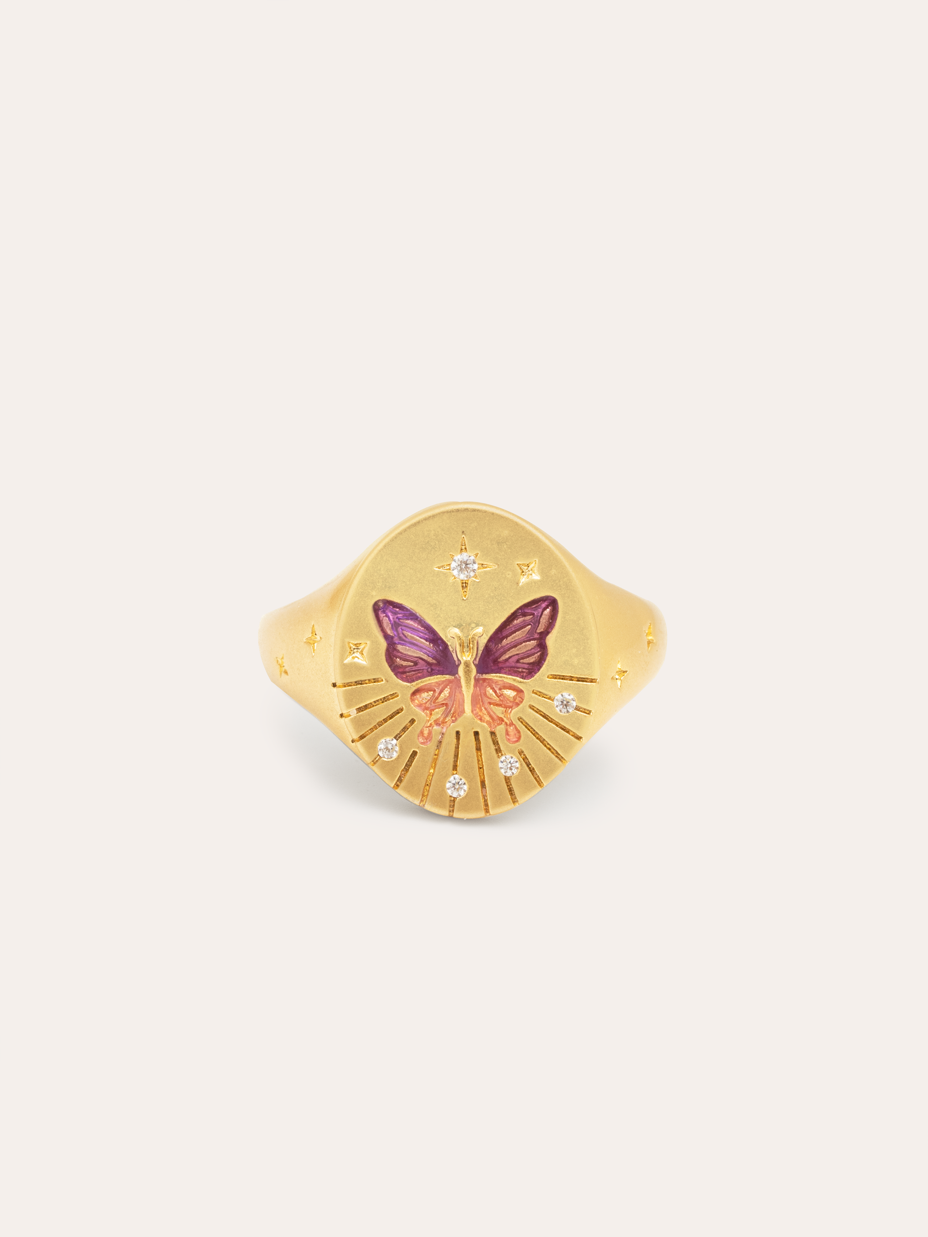 Butterfly Rose Gold Signet Ring 