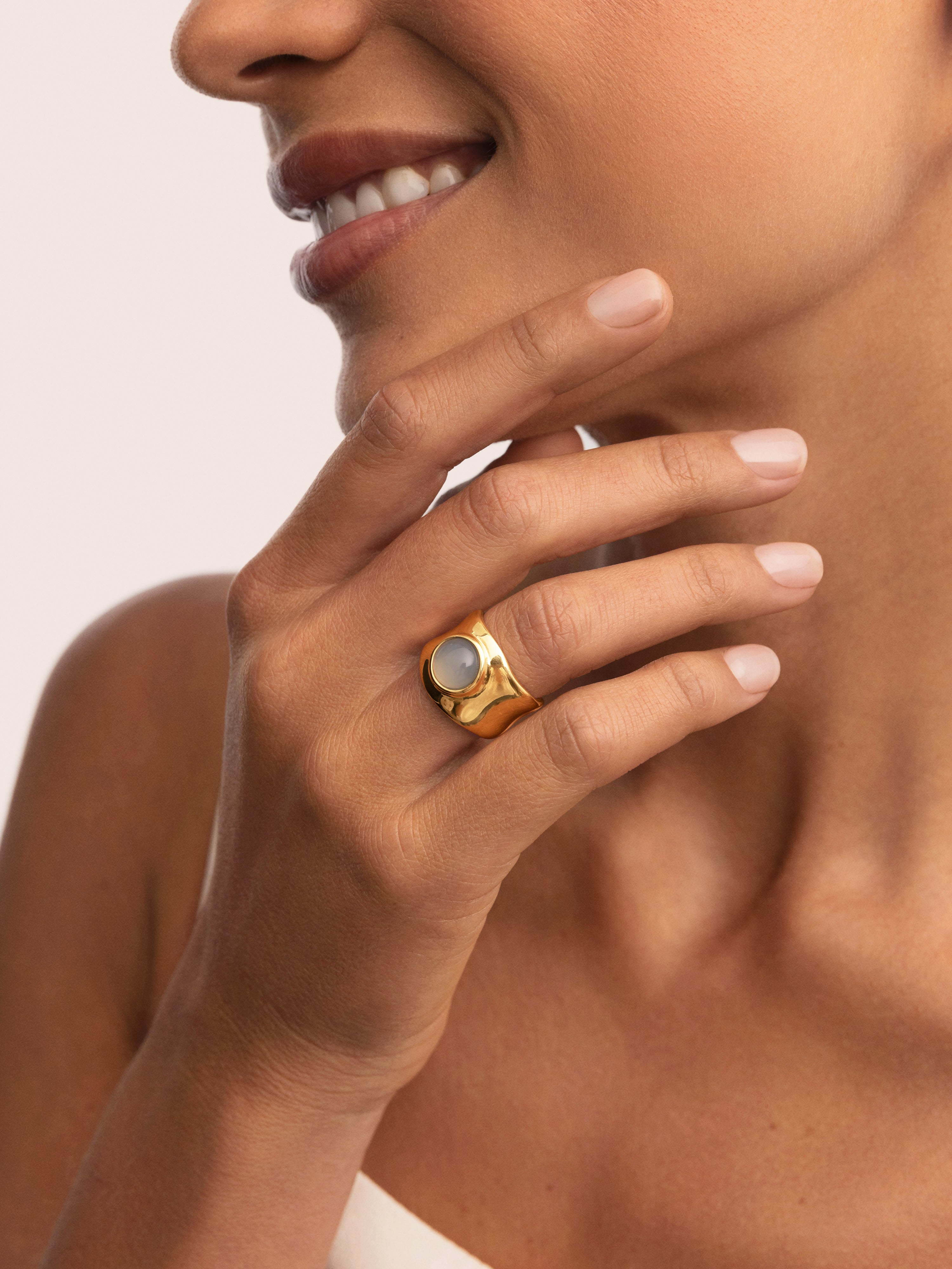 Anillo My Blue Stone Baño Oro