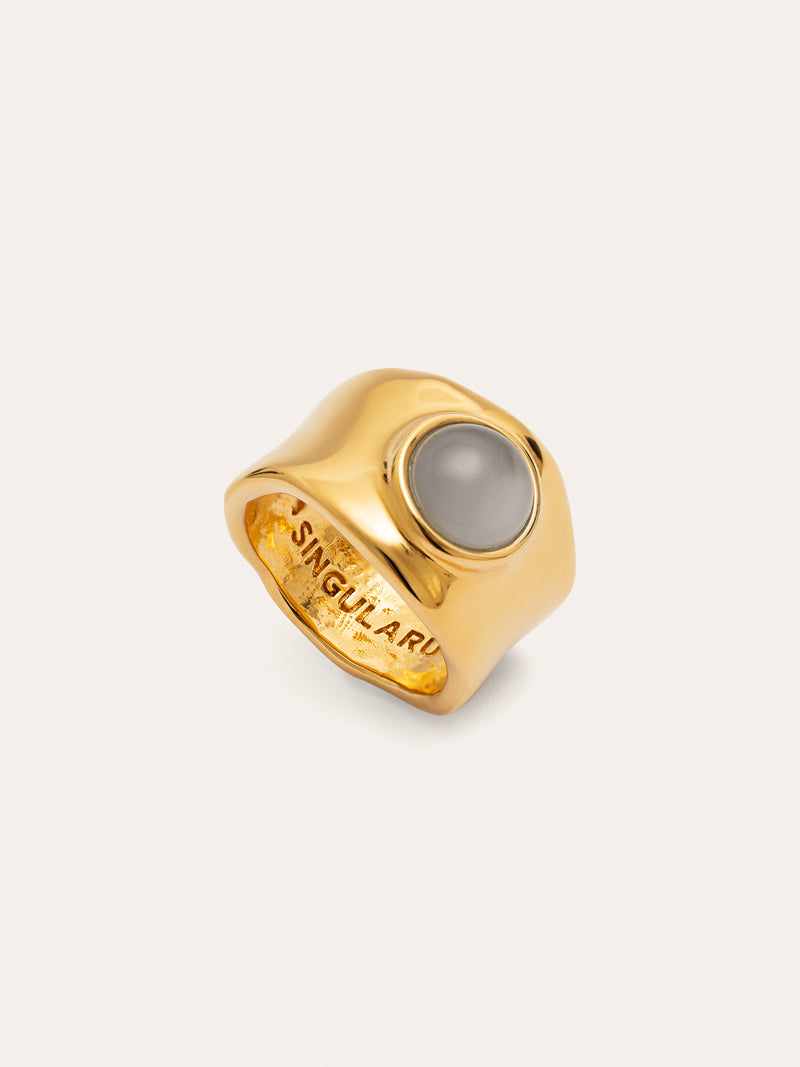 Anel My Blue Stone Banho de Ouro