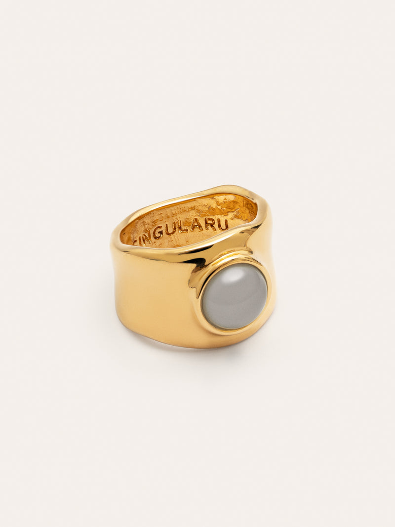 Anel My Blue Stone Banho de Ouro