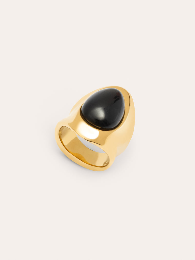 My maxi Onyx Stainless Steel Gold Ring