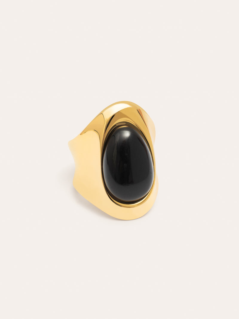 My maxi Onyx Stainless Steel Gold Ring