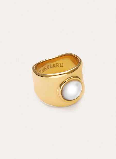 Anillo My Nácar Acero Baño Oro