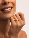 Anillo My Pink Stone Acero Baño Oro - puesto en modelo