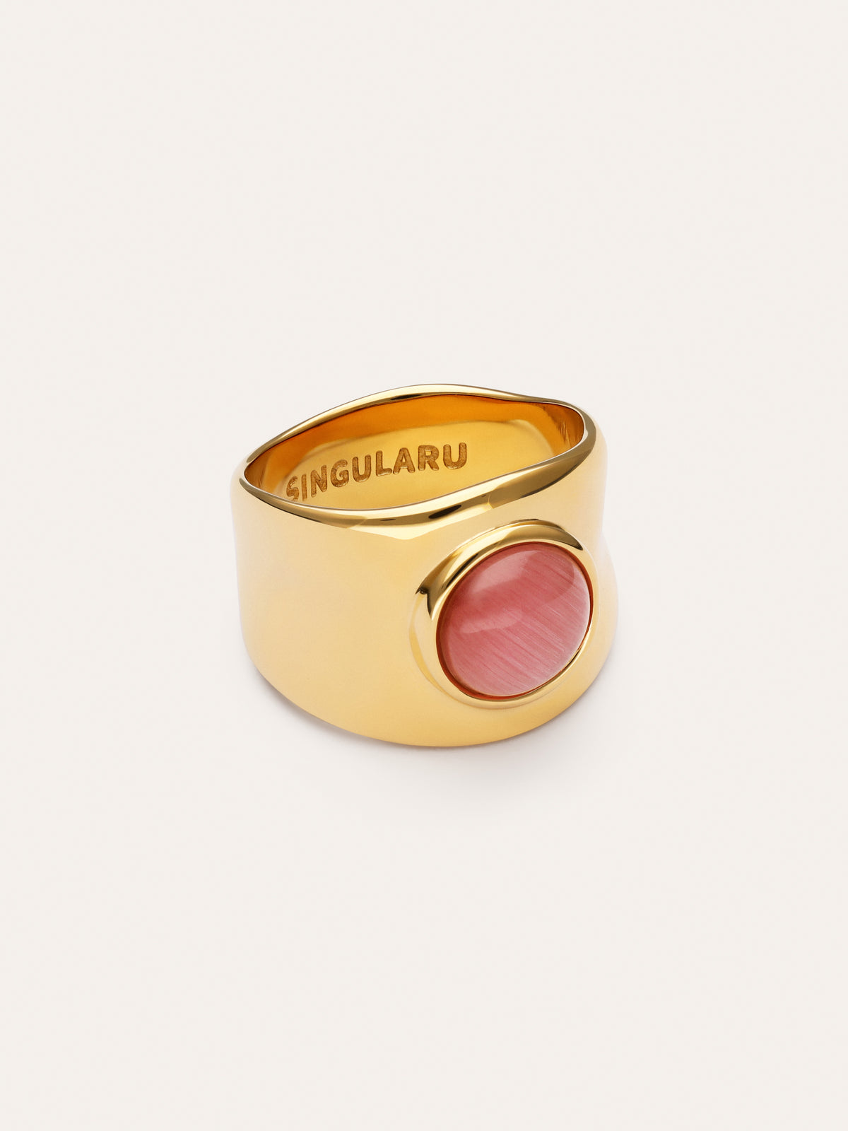 Anillo My Pink Stone Acero Baño Oro
