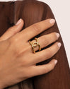 Anillo One Link Acero Baño Oro - puesto en modelo
