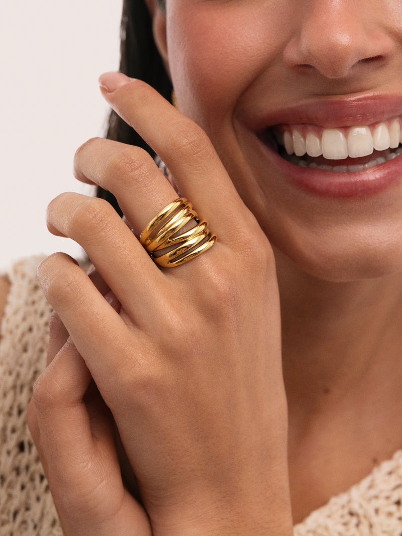 Ring Ondina Edelstahl mit 18kt Goldbeschichtung
