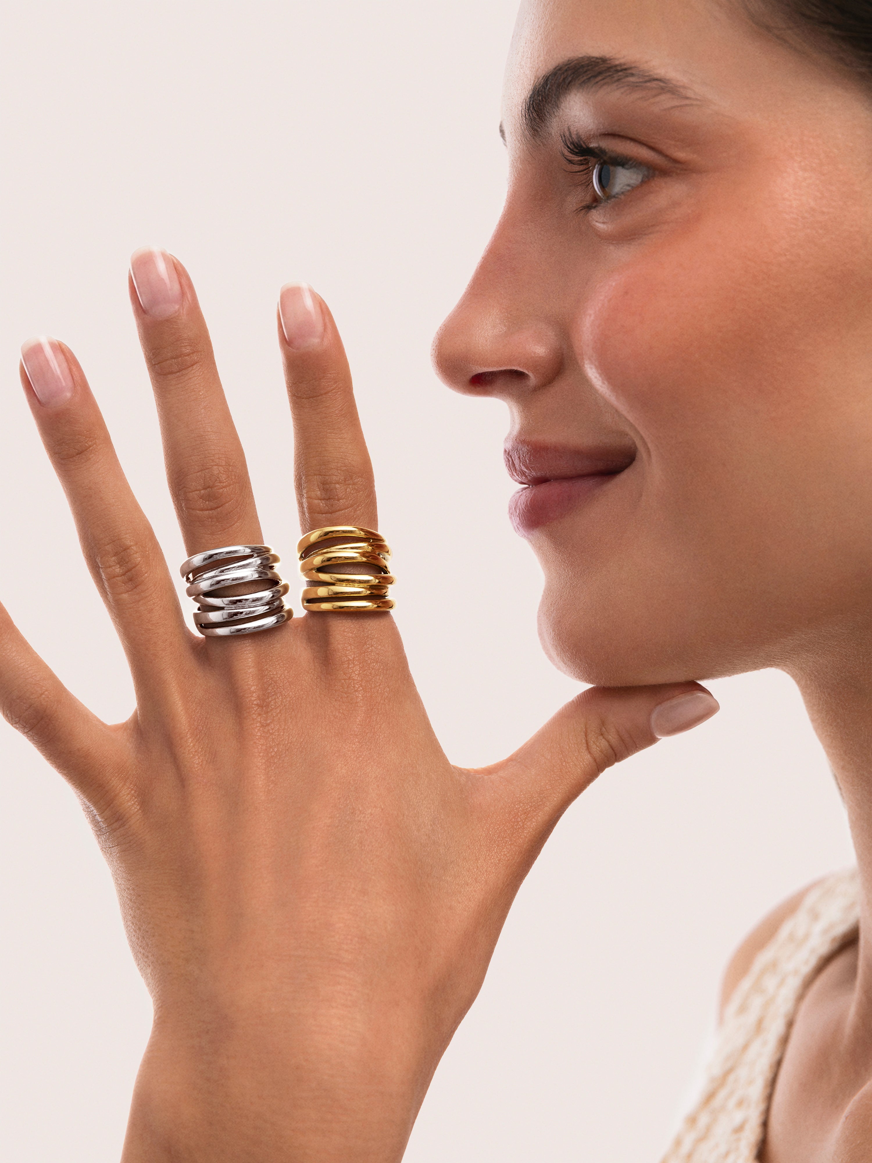 Ring Ondina Edelstahl mit 18kt Goldbeschichtung