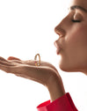 Anillo Pebble Rosa Plata Baño Oro