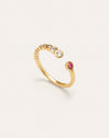 Anillo Pebble Rosa Plata Baño Oro