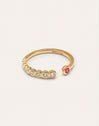 Anillo Pebble Rosa Plata Baño Oro