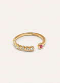 Anillo Pebble Rosa Plata Baño Oro